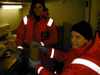 Robin and Rachel demonstrate the delicate art of slicing mud