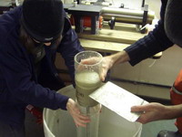 sectioning sediment cores