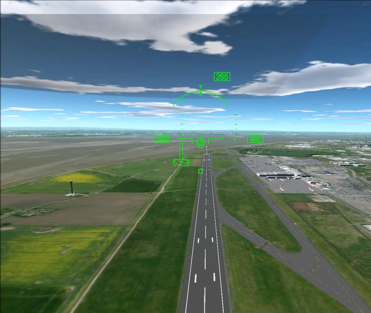 Coming down in a simulated autorotation into Liverpool John Lennon International Airport with guidance symbology on