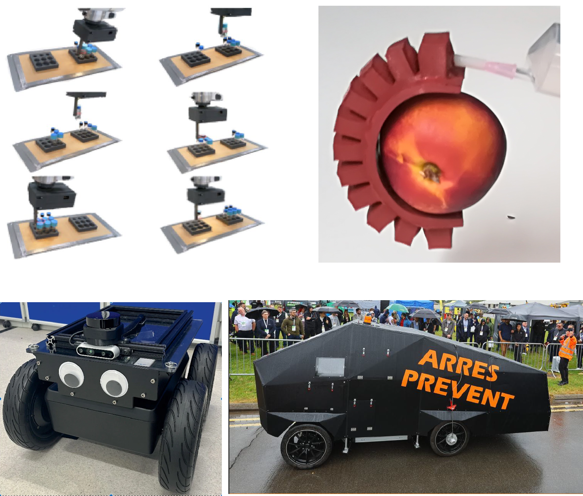 Examples of bespoke robotics systems developed by Paoletti's team