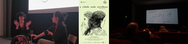 Ana Reimão talks to 'A Cidade Onde Envelheço' actress, Francisca Manuel, at a public screening.