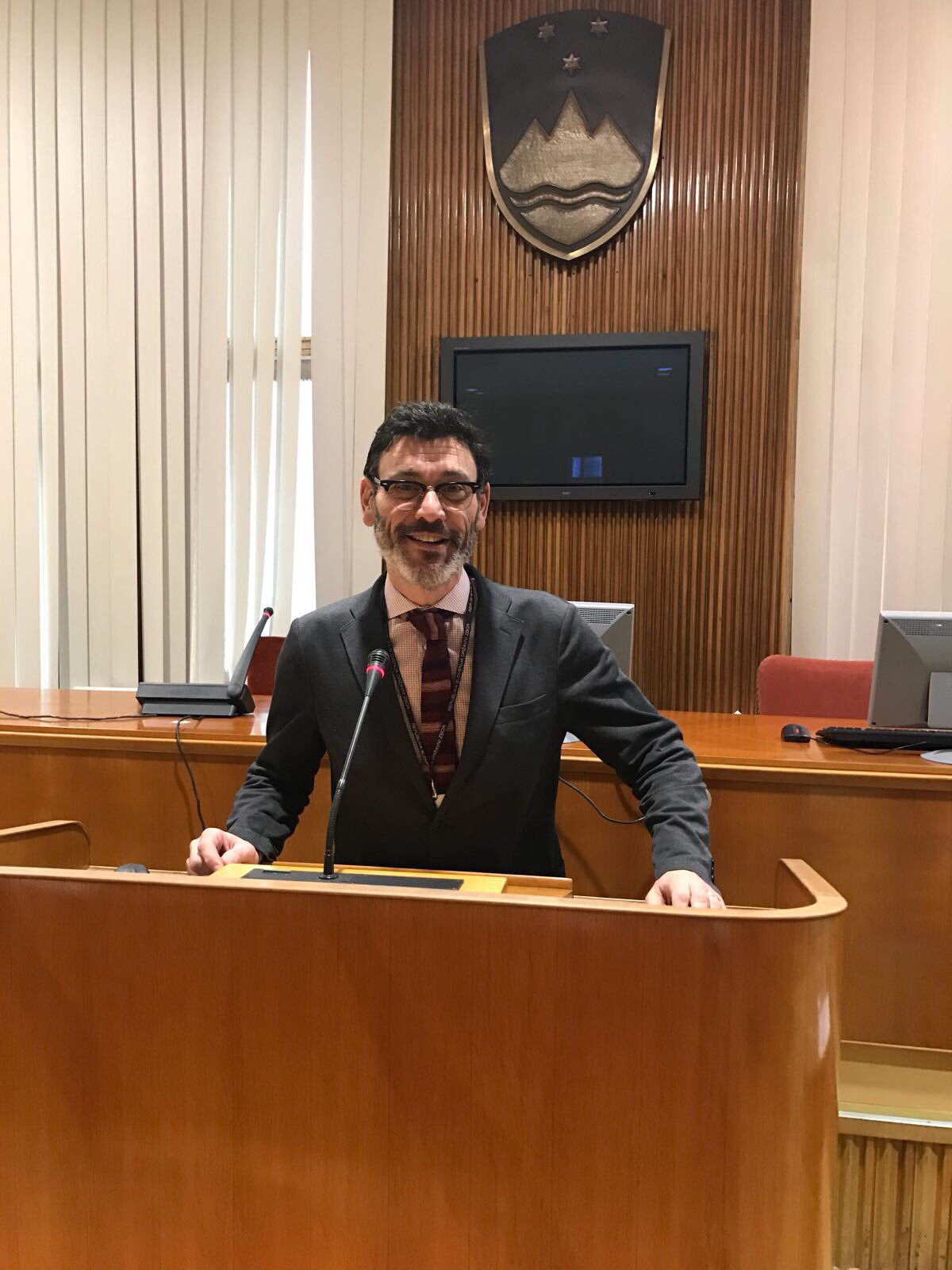 Andrew speaking in Slovenian parliament on Representation of Roma in Slovenia - December 2017